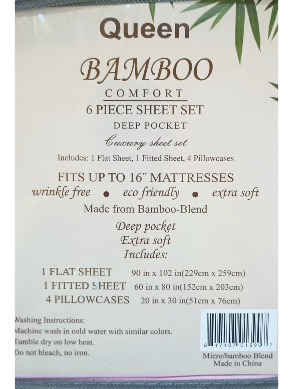 NWT Queen Bamboo Comfort 6-Piece Sheet Set - Light Pink - Picture 4 of 5